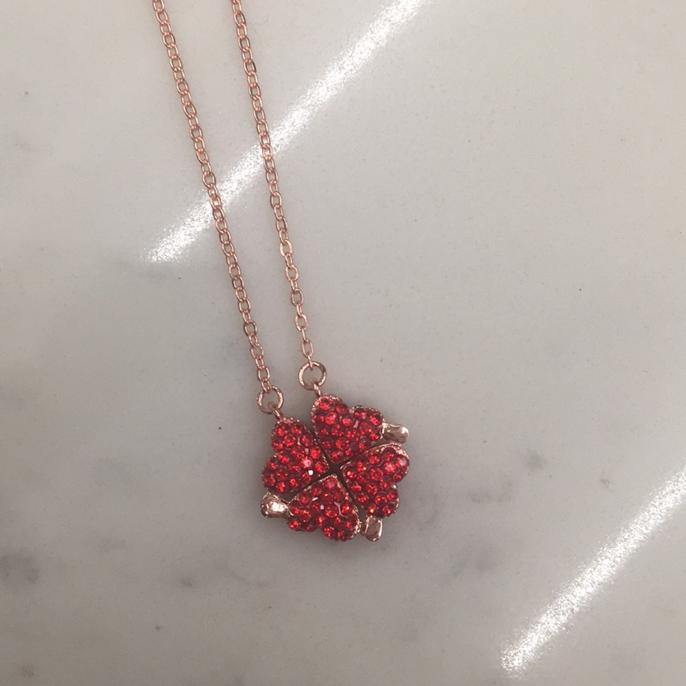 Lucky Love Heart Folding Necklace, rhinestone 🩸❣️ - Picture 4 of 6